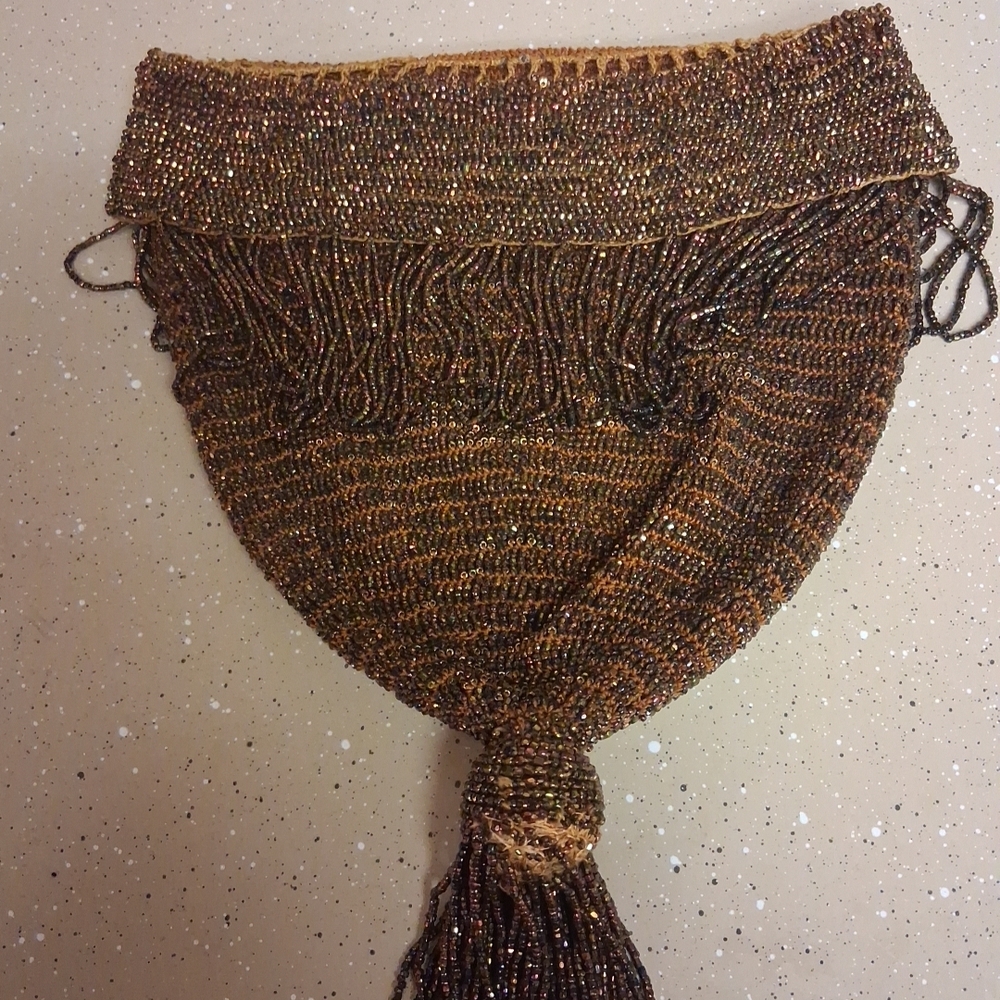 Elegant Brown Beaded Clutch
